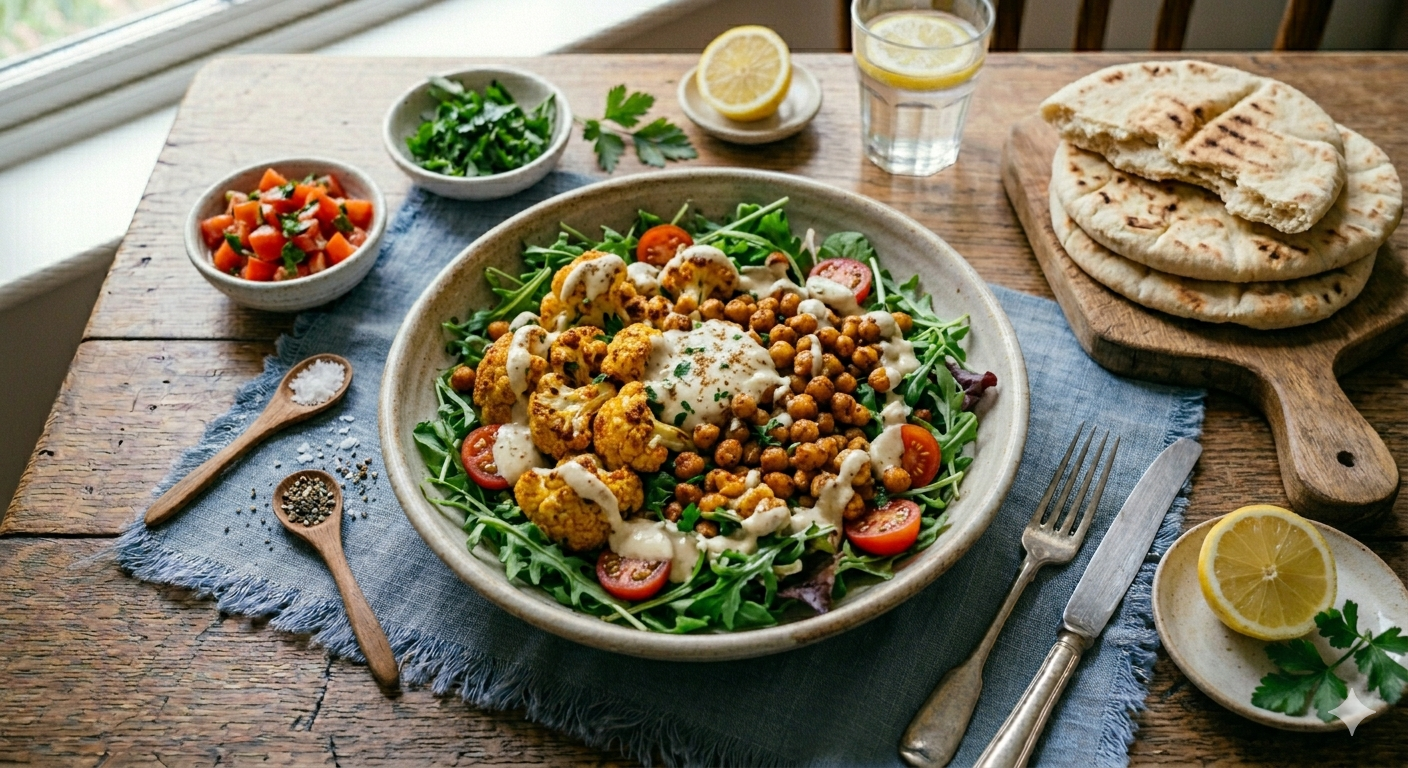 Roasted Cauliflower Salad & Chickpeas